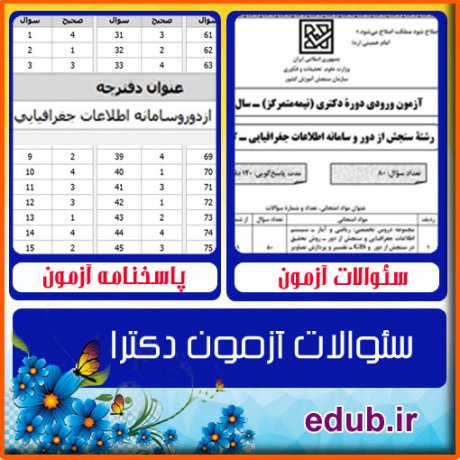 سئوالات آزمون دکترا+کلید سئوالات دکترا+دفترچه سئوالات دکترا+آزمون دکتری+آزمون دکترا+پاسخنامه آزمون دکترا